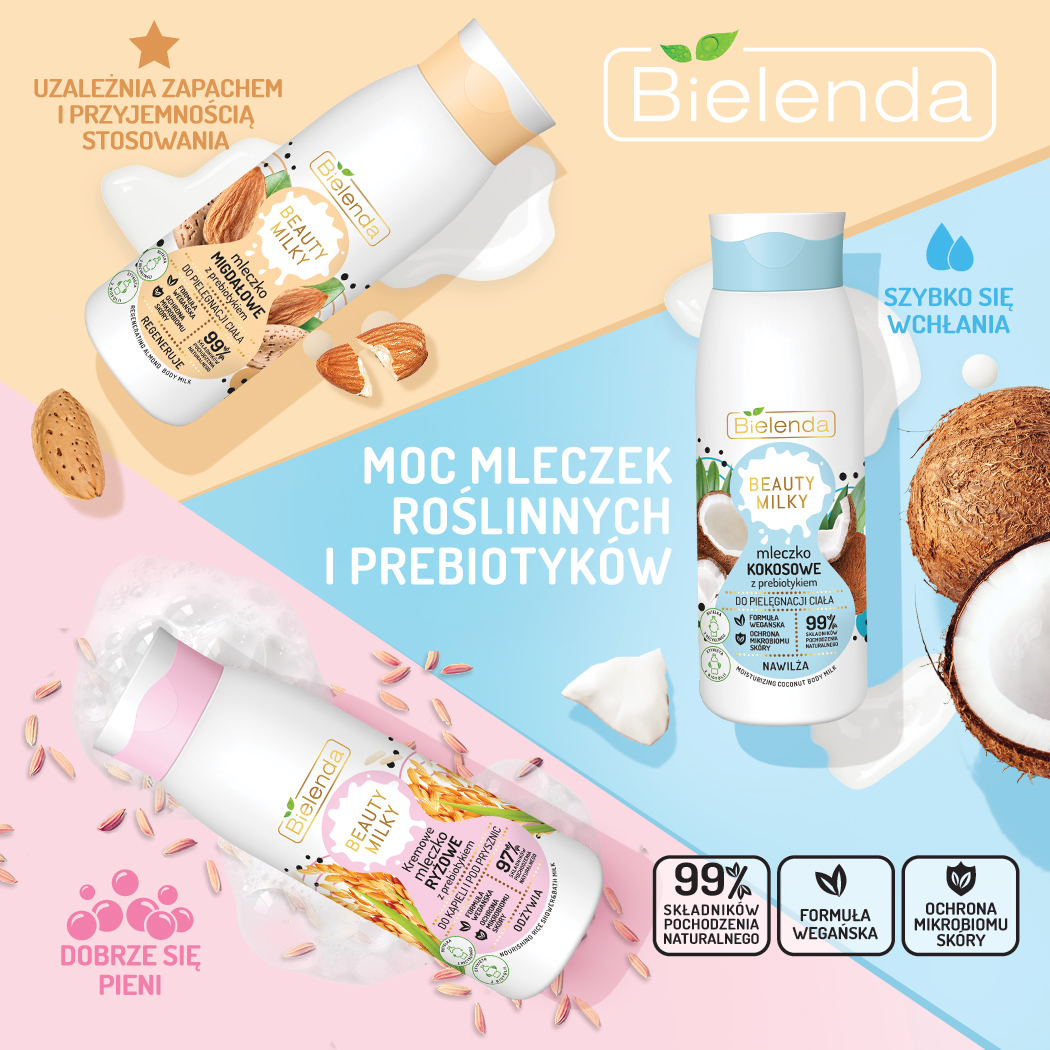 Ochrona mikrobiomu skóry z mleczkami roślinnymi do ciała Bielenda Beauty Milky